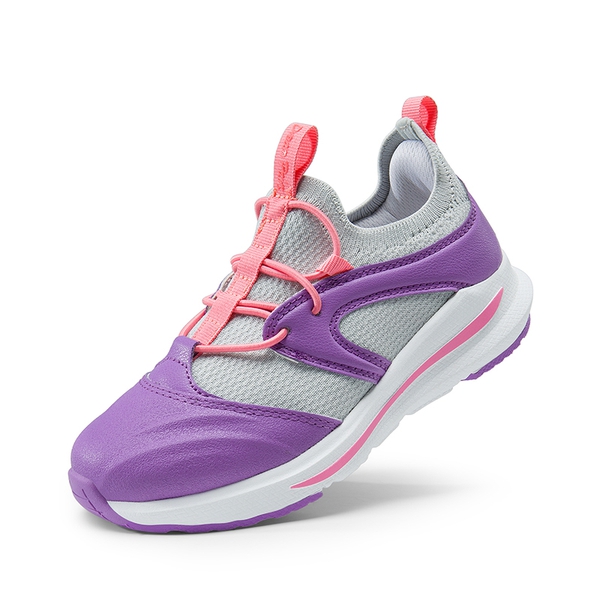 [DuraPlay Sheild Runner] Kids Lightweight Slip on Sneakers - PURPLE/PINK/LIGHT GREY -  0